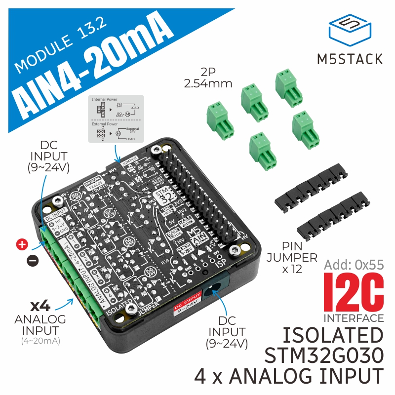 M5Stack - M5Stack 4 채널 아날로그-12C 13.2 모듈,